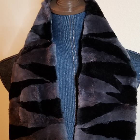 ✅#60 NEW WITHOUT TAG AUTHENTIC genuine FUR blk gray - Picture 8 of 10